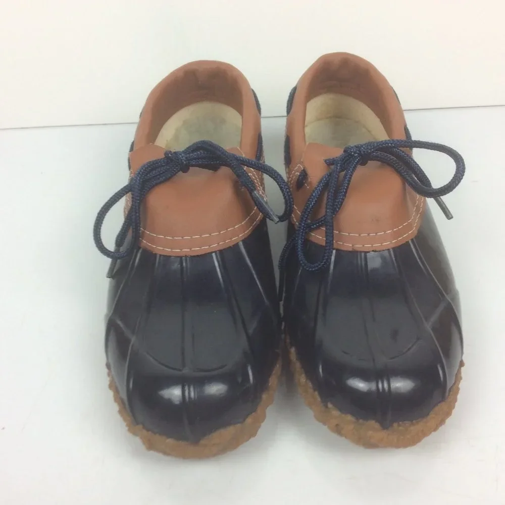 Pro Line Blue Waterproof Leather Outdoor Sheepskin Lined Rain Duck Shoes Size 6